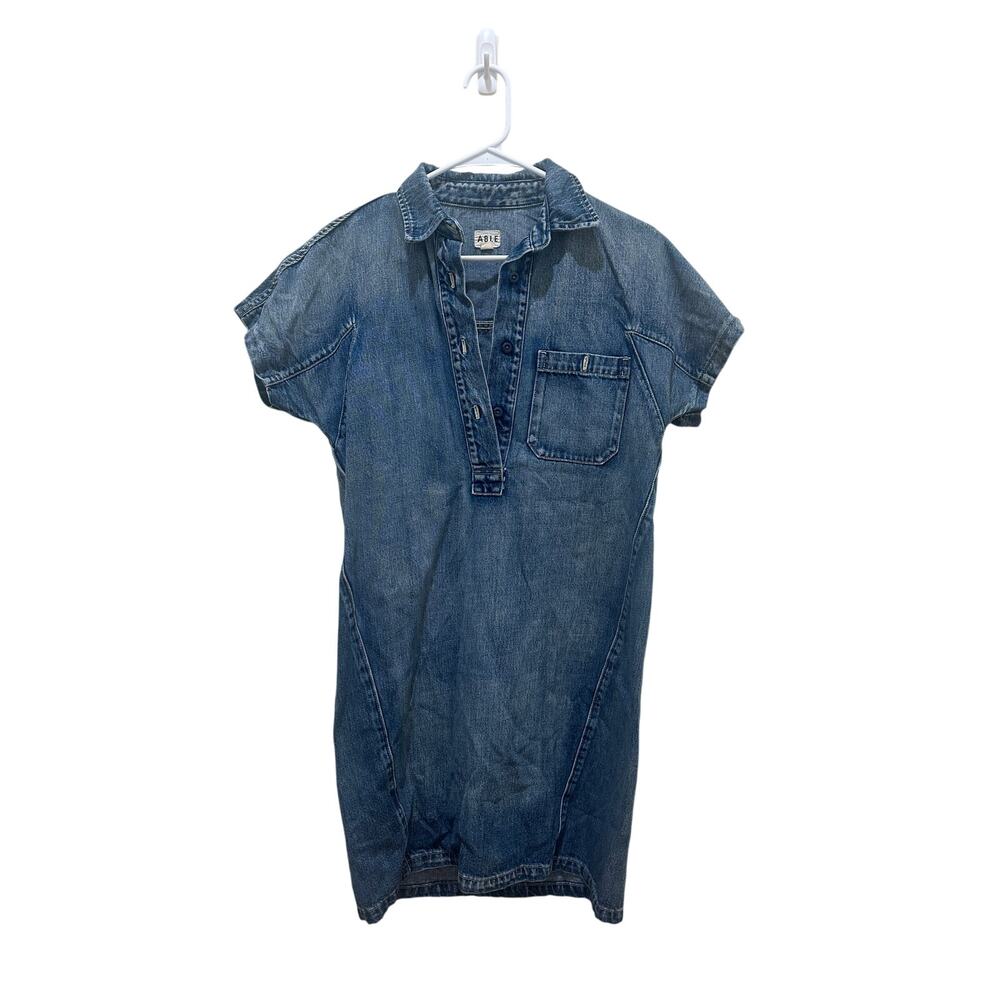 ABLE Denim Mini Dress Sz S Blue Light Medium Wash - Excellent Condition